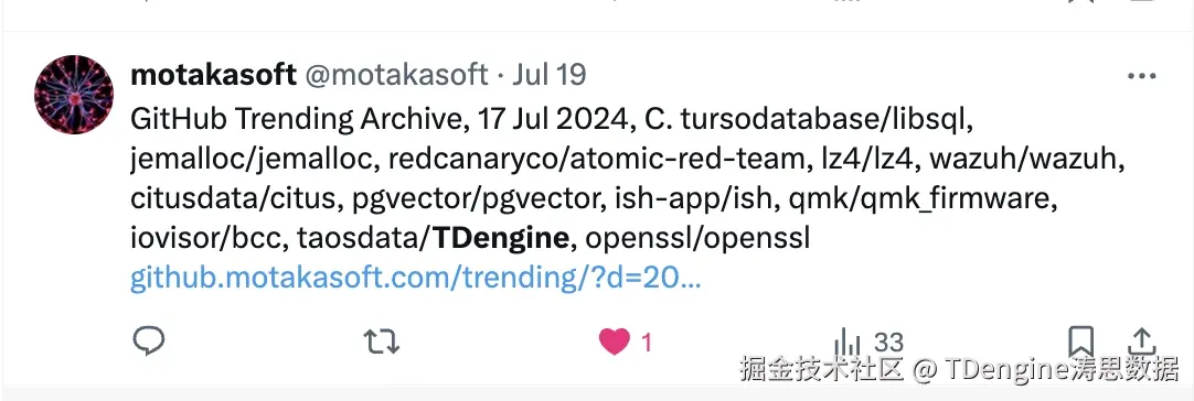 TDengine涛思数据于2024-07-24 09:47发布的图片